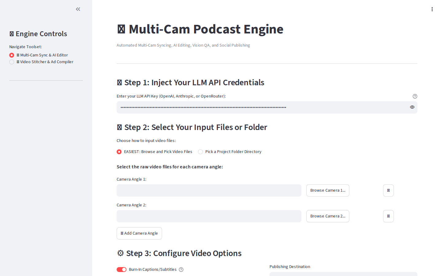 Multi-Cam Sync & AI Editor view